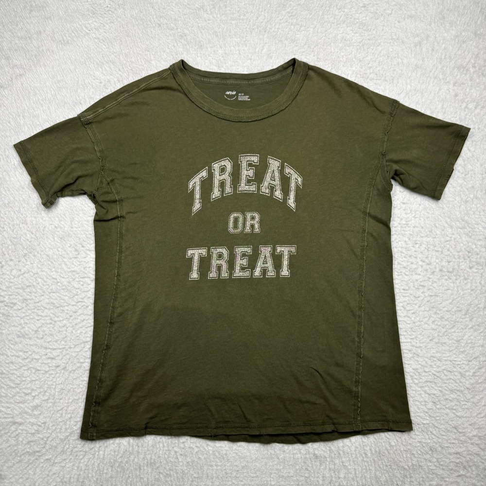 Aerie Short Sleeve Tee Shirt Oversized Treat Or Trick Halloween Women's Size XS